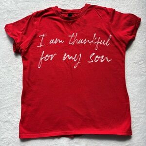 Red Adult Shirt with Thankful Message